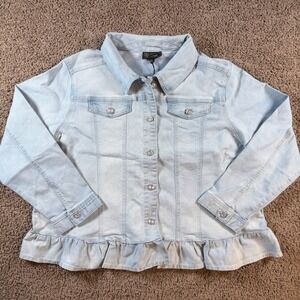 DG2 Denim Ruffle Jacket Light Wash Plus 2X boho coat blue streetwear‎ outdoor